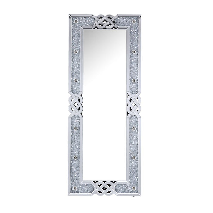 Noralie - 63" Rectangular Floor Mirror With Faux Diamonds - Mirrored
