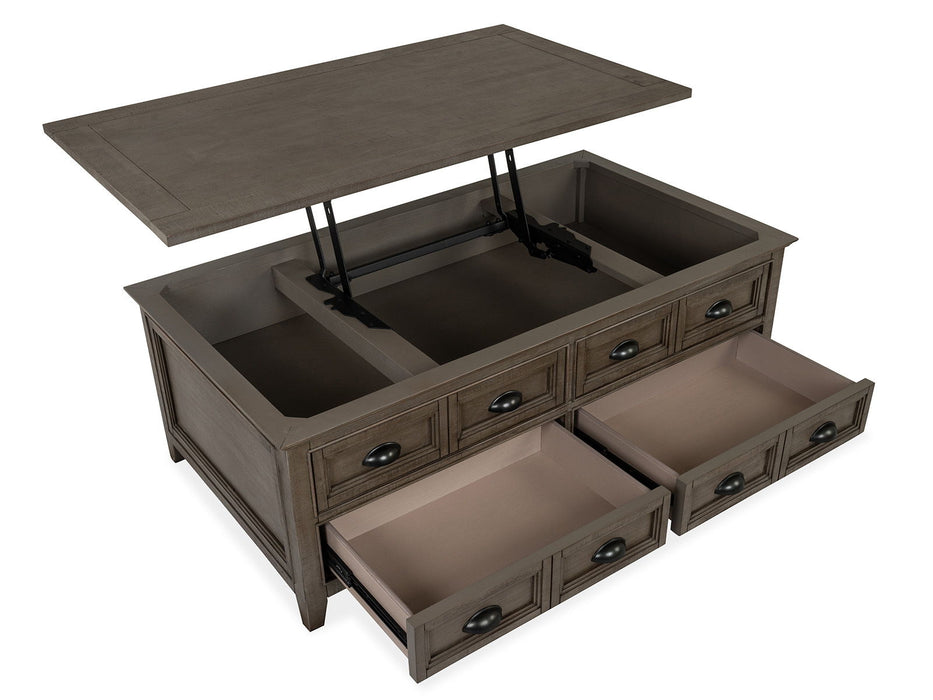 Paxton Place - Lift Top Storage Cocktail Table With Casters - Dovetail Gray
