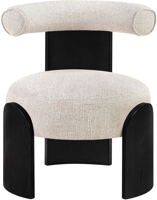 Calder - Linen Textured Fabric Upholstered Accent Chair - Painted Black Base