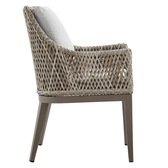 Grenada - Outdoor Wicker And Aluminum Dining Chair With Cushions (Set of 2) - Beige / Gray