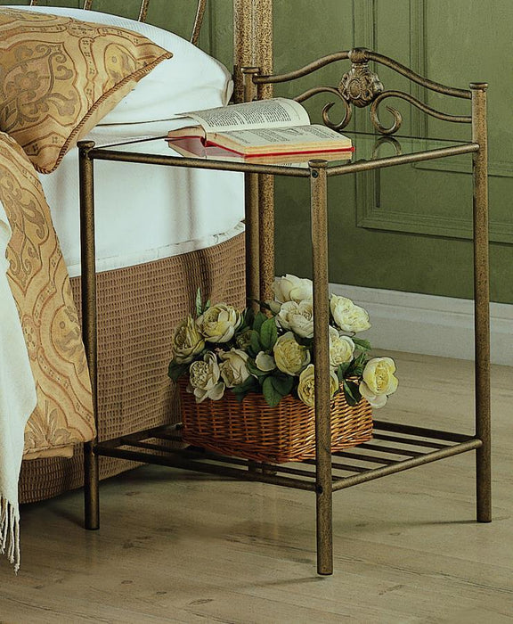 Sydney - 2-Shlef Nightstand - Antique Brushed Gold