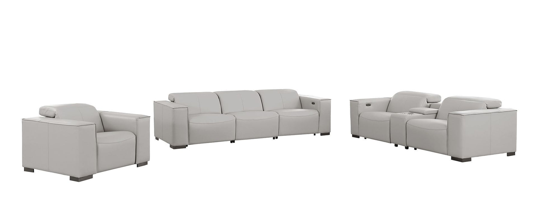 1208 - Modular Leather Set With 5 Power Recliners & Power Headrests