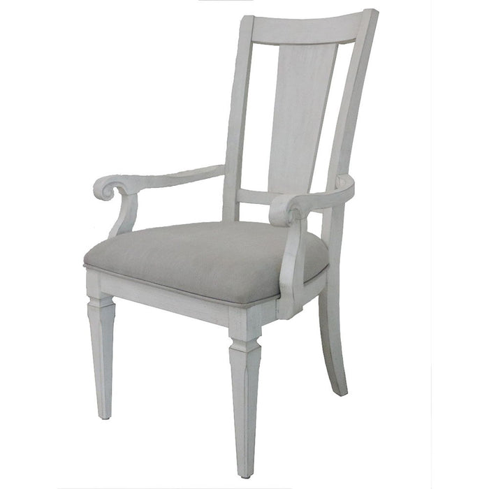 Katia - Arm Chair (Set of 2) - Light Gray Linen & Weathered White