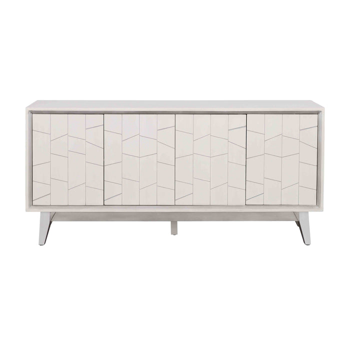 Summit - Four Door Credenza - White / Silver