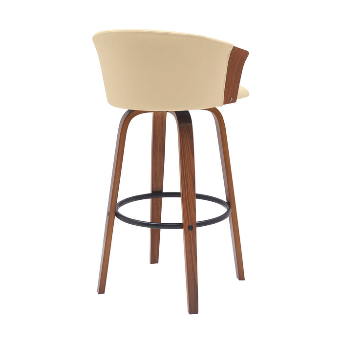 Diana - Swivel Walnut Wood Faux Leather Counter Stool