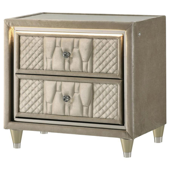 Lorient - 2-Drawer LED Nightstand With USB