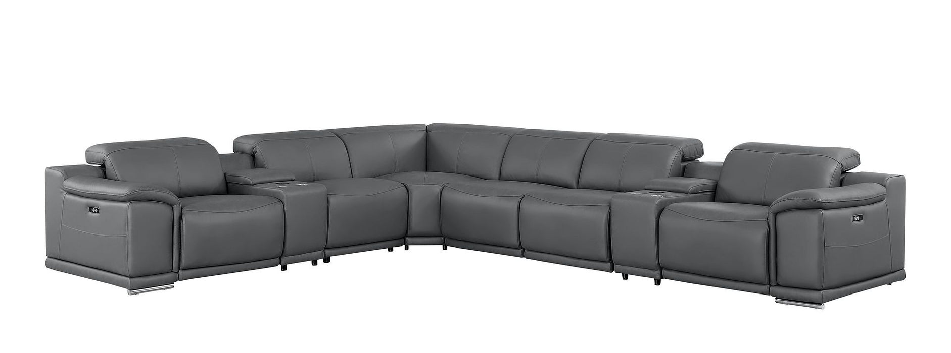 2679 - 8-Piece L-Shaped Power Reclining Sectional In Genuine Leather (4 Recliners)