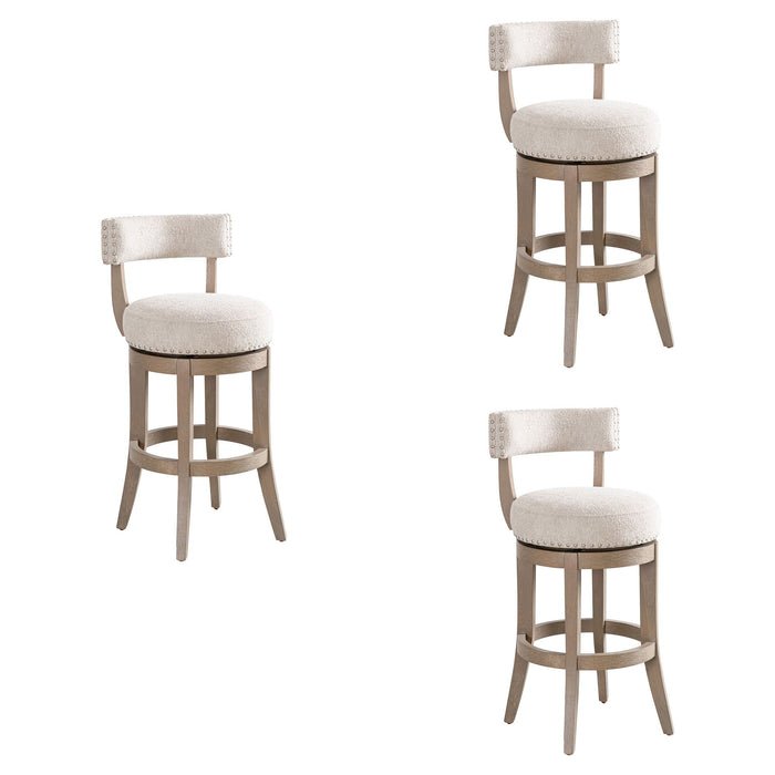 Mystic - Solid Wood Upholstered 30" Bar Height Swivel Barstool