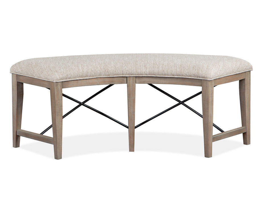Paxton Place - Curved Bench With Upholstered Seat - Dovetail Gray