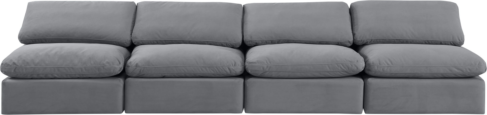 Indulge - Velvet 4 Seat Modular Armless Sofa