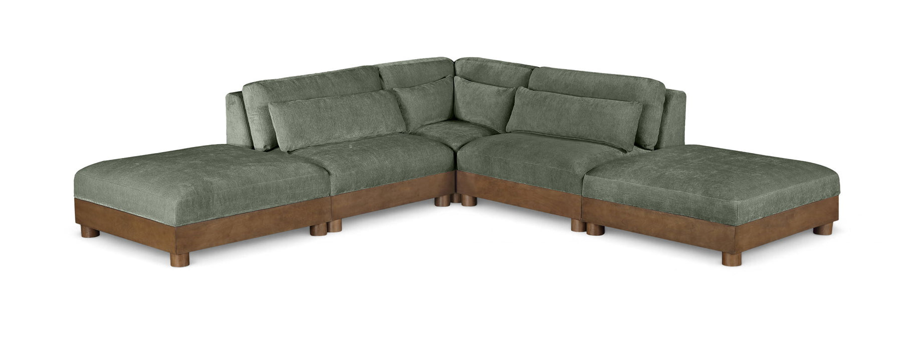 Turin - Chenille Fabric Upholstered Modular Sectional - Green