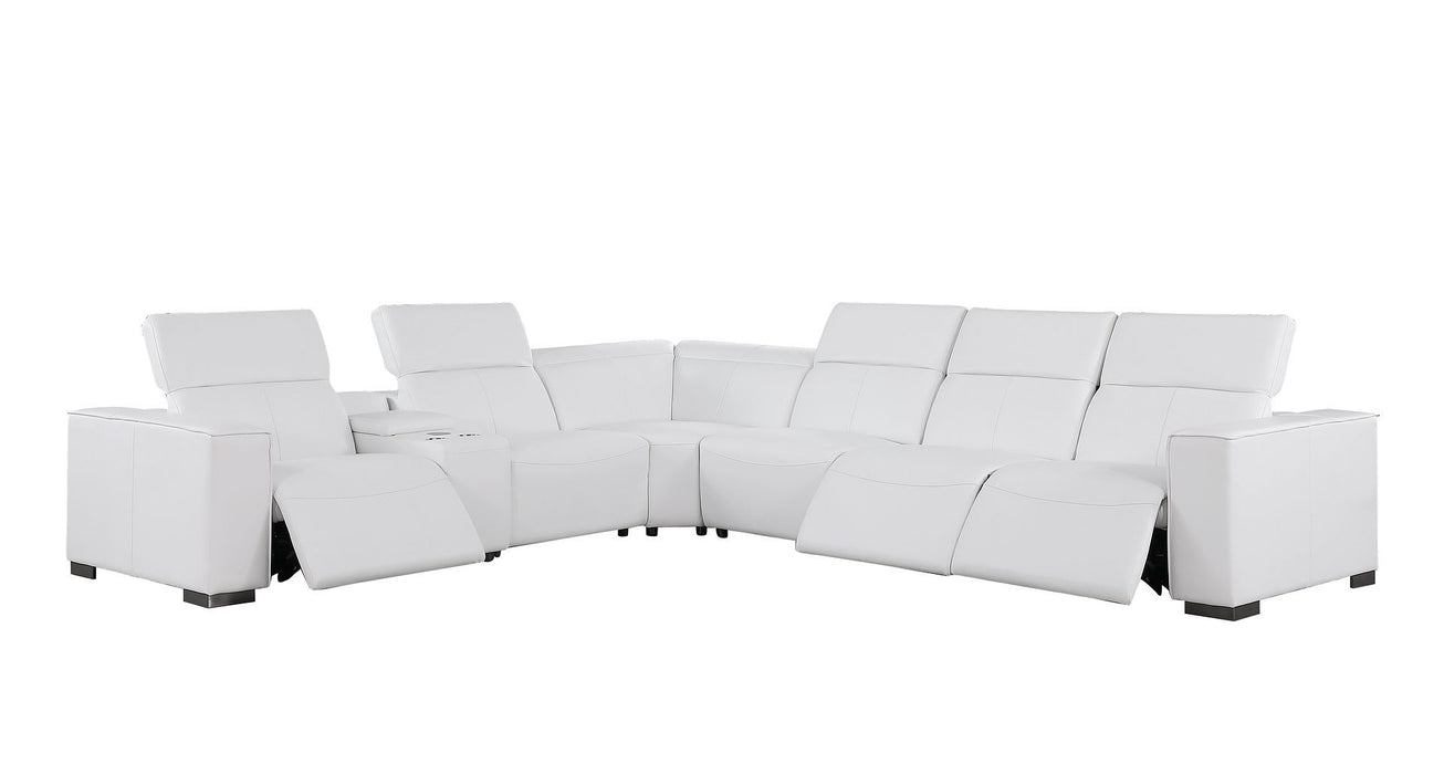 1208 - 7 Piece L-Shaped Leather Reclining Sectional With 3 Power Recliners
