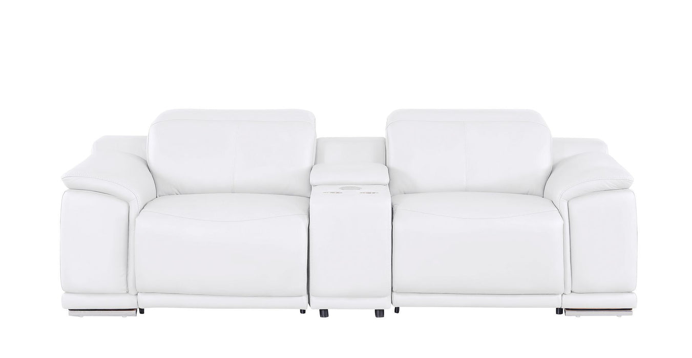 2679 - Genuine Leather Console Loveseat With Dual Power Recliners