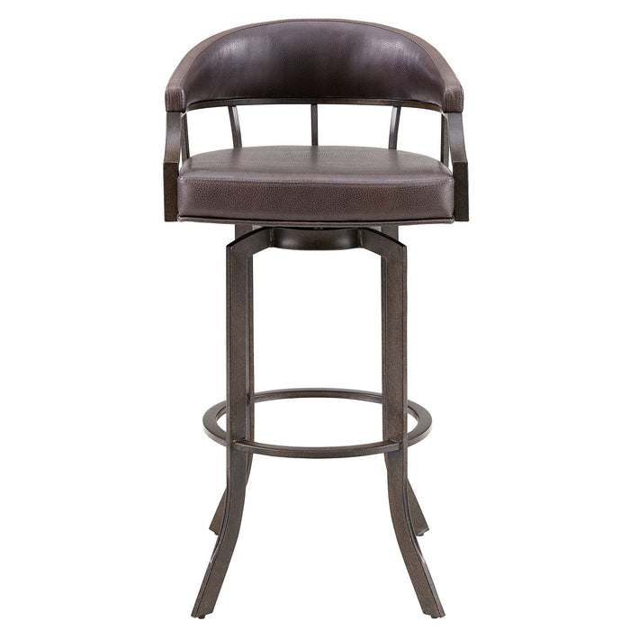 Edy - Swivel 30" Auburn Bay And Brown Faux Leather Bar Stool