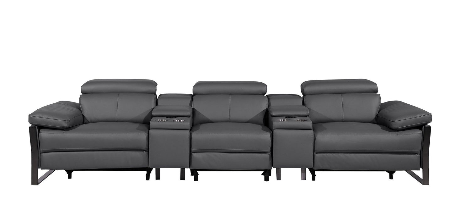 1246 - Modular Power Triple Reclining Dual Console Sofa With Power Reclining Headrests