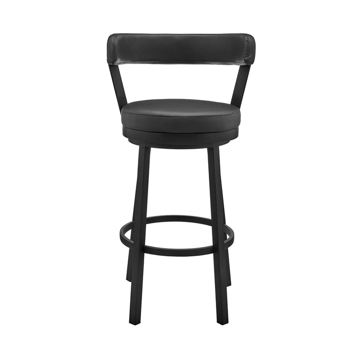 Bryant - 30" Bar Height Swivel Bar Stool - Black Finish And Black Faux Leather