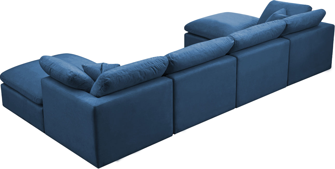 Plush - Velvet Standart Comfort Modular Sectional Standart 6 Piece - Navy - Fabric - Modern & Contemporary