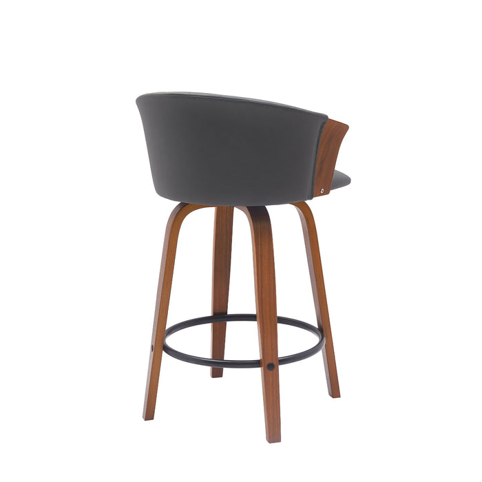 Diana - Swivel Walnut Wood Faux Leather Counter Stool