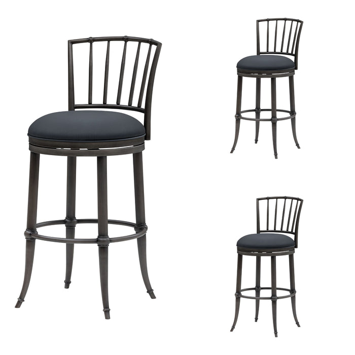 Vince - Commercial Grade Steel Frame Faux Leather Upholstered Swivel Bar Height Barstool