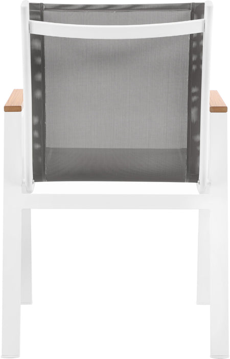 Nizuc - Outdoor Patio Dining Arm Chair With White Frame And Natural Arms (Set of 2)