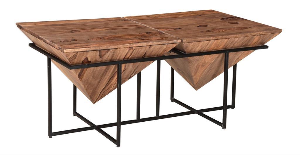 Ridgeline II - Rectangular Pyramid Cocktail Table - Nut Brown