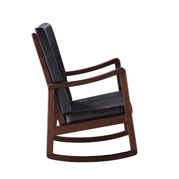 Raina - Rocking Chair - Dark Brown PU & Espresso Finish