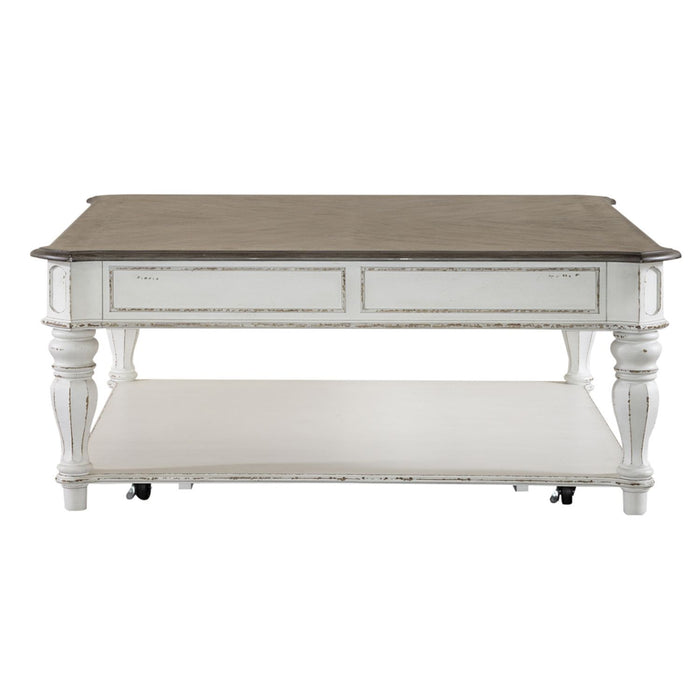 Magnolia Manor - Oversized Square Cocktail Table - White
