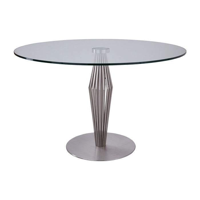 Lindsey - Contemporary Dining Table Glass Top - Brushed / Clear