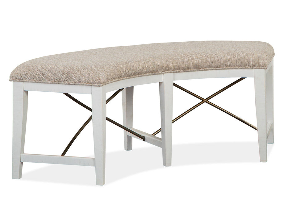 Heron Cove - Curved Bench With Upholstered Seat - Chalk White