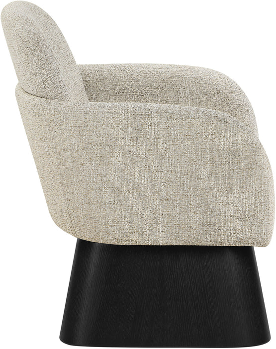 Marlowe - Linen Textured Fabric Upholstered Swivel Accent Chair - Stained Black