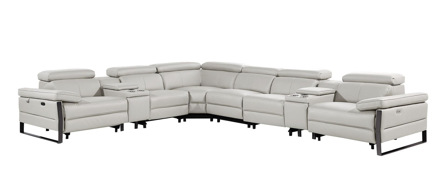 1246 - 8-Piece L-Shaped Modular Power Reclining Sectional With 3 Power Recliners And Power Headrests