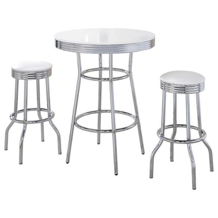 Retro - 3 Pieces Round 1950s Bistro Pub Bar Table Set