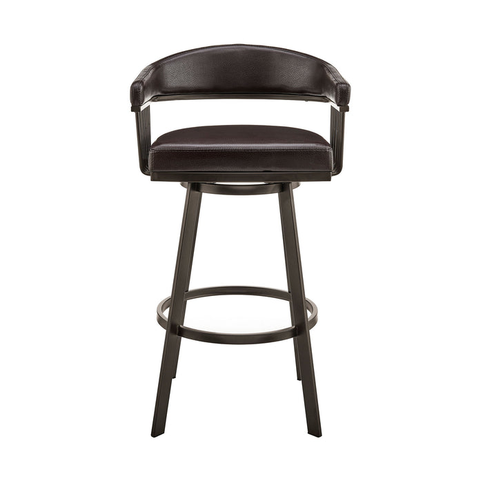 Chelsea - 29" Bar Height Swivel Bar Stool - Java - Brown Finish And Chocolate Faux Leather