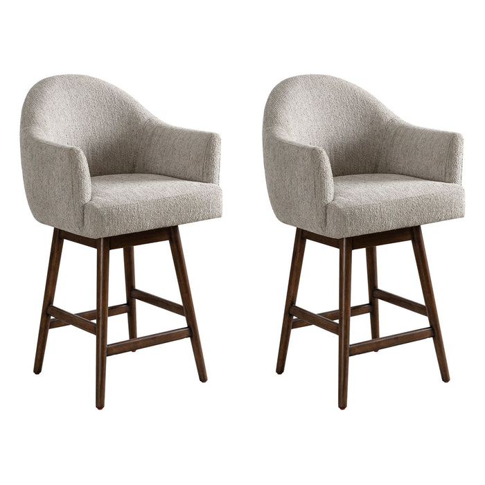 Jaxon - Brown Solid Wood Upholstered 26" Counter Height Swivel Barstool