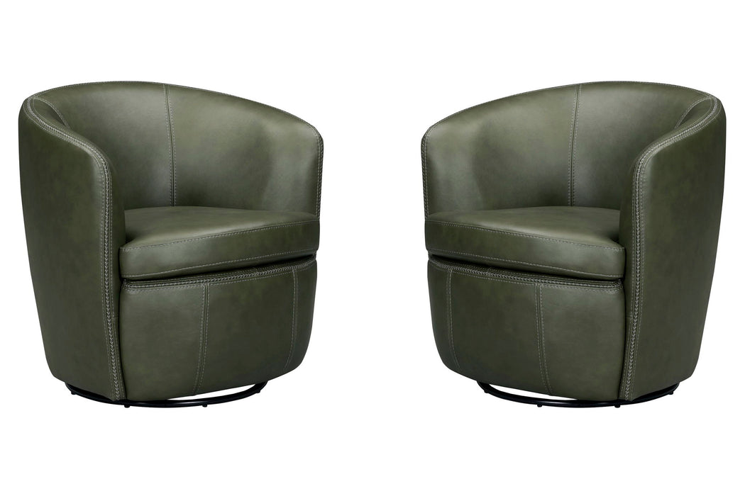 Barolo - 100% Italian Leather Swivel Club Chair (Set of 2)