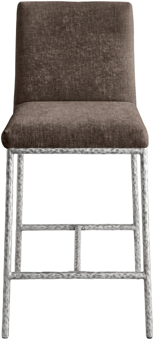 Reeves - Chenille Fabric Upholstered Counter Stool (Set of 2) - Silver Base