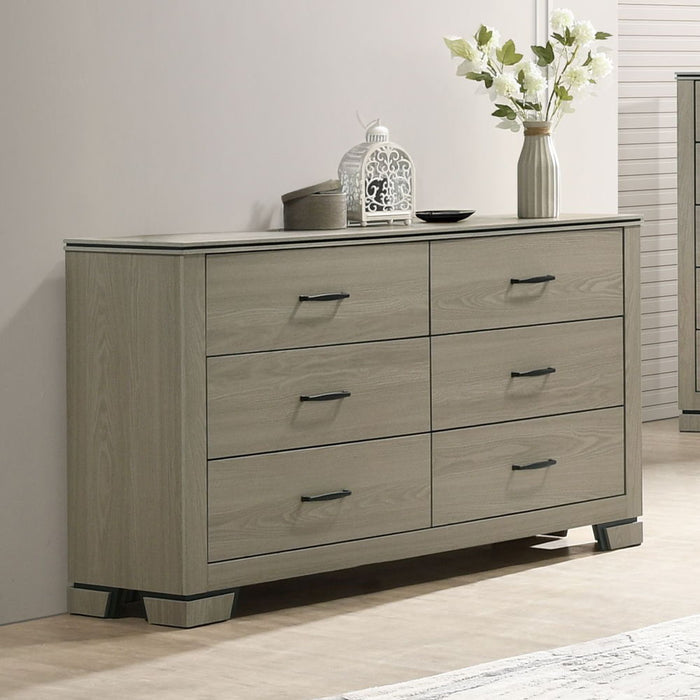 weathered grey wood dresser Mandan 6 Drawer Dresser in Weathered Gray 1910GY-5