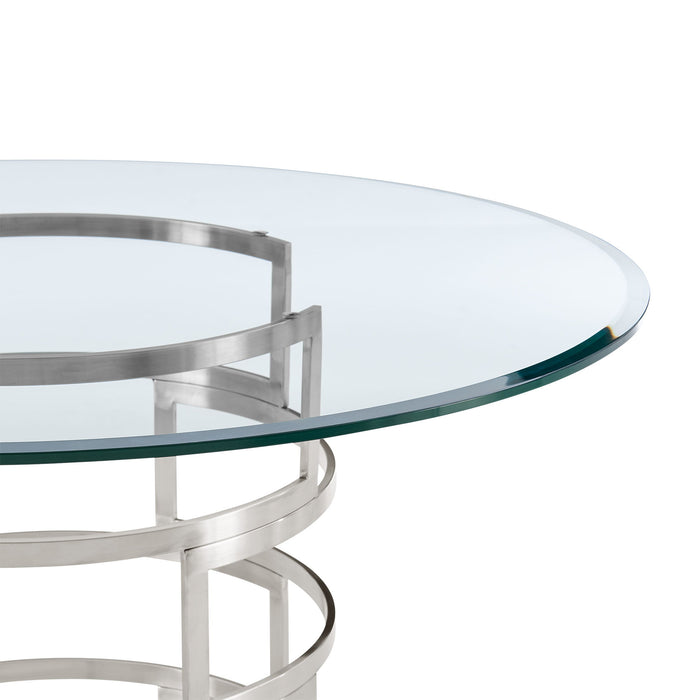 Diaz - Contemporary Round Dining Table - Silver