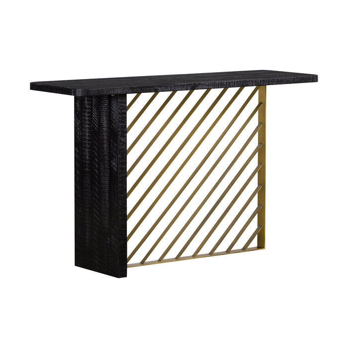 Monaco - Console Table With Antique Brass Accent - Black