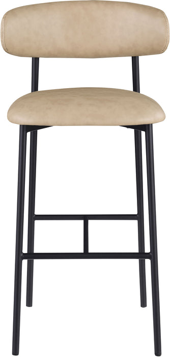 Lupita - Vegan Leather Upholstered Bar Stool With Matte Black Frame (Set of 2)