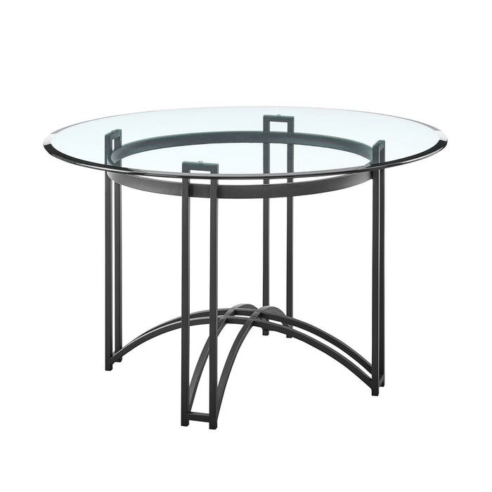 Tibet - Contemporary Round Glass Dining Table - Matte Black