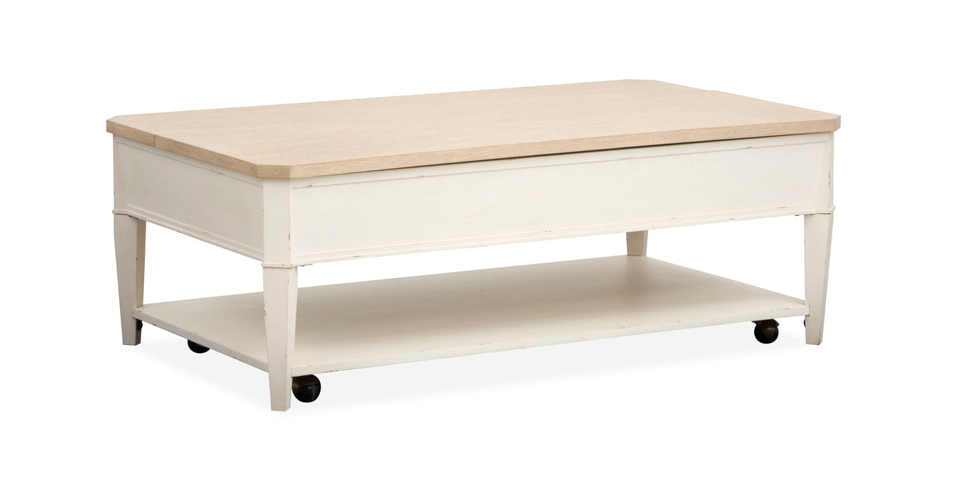 Echo Isles - Lift Top Storage Cocktail Table With Casters - Sea Pearl And Driftwood