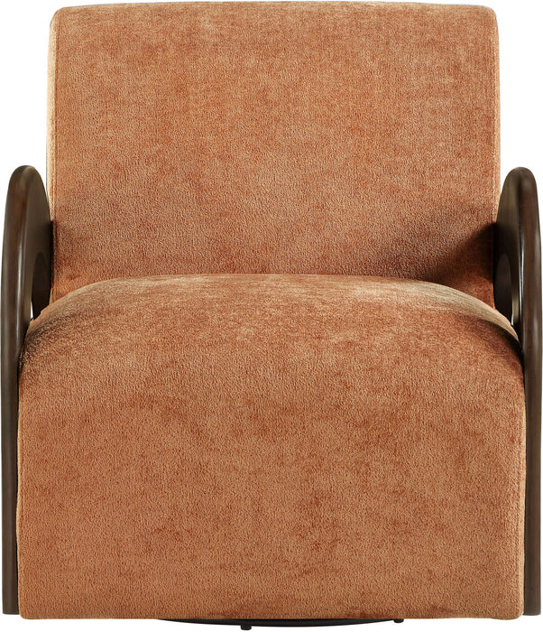 Neria - Chenille Fabric Upholstered Swivel Accent Chair - Painted Brown Base