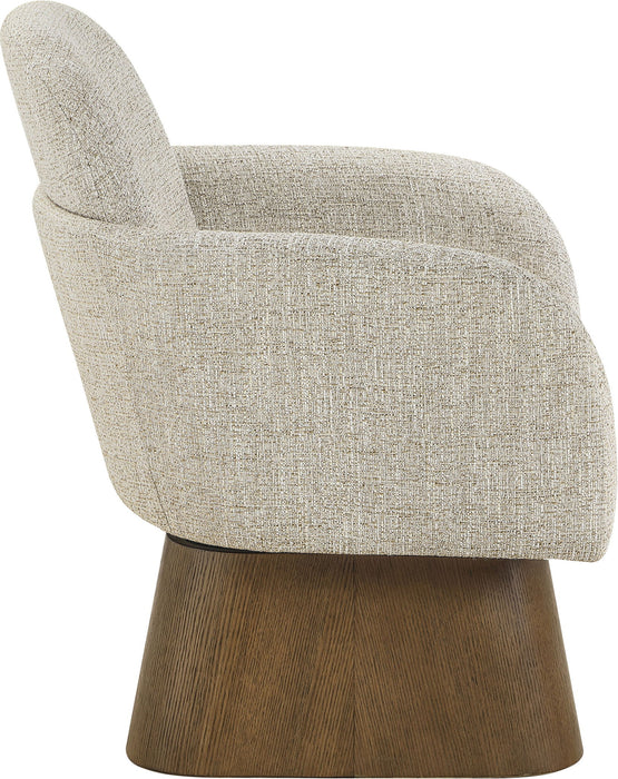 Marlowe - Linen Textured Fabric Upholstered Swivel Accent Chair - Stained Brown