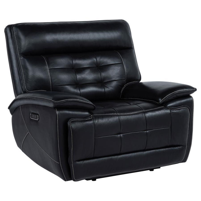 Hewitt - Leather Upholstered Dual Power Recliner Chair - Black