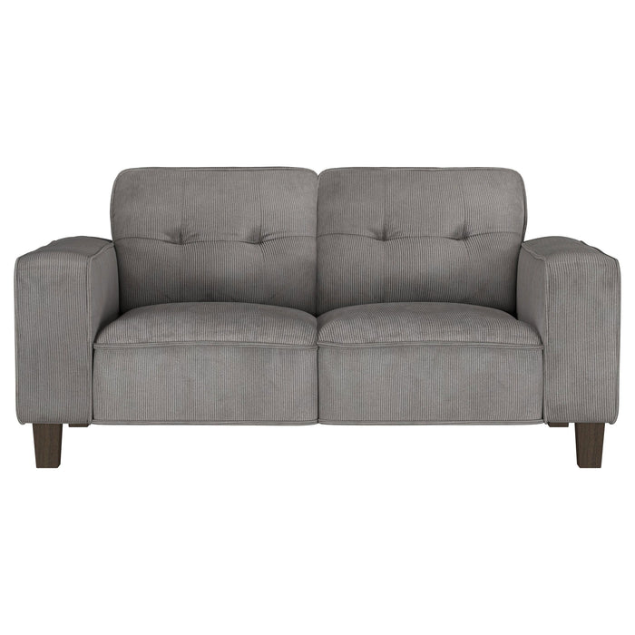 Deerhurst - Upholstered Tufted Track Arm Loveseat - Charcoal