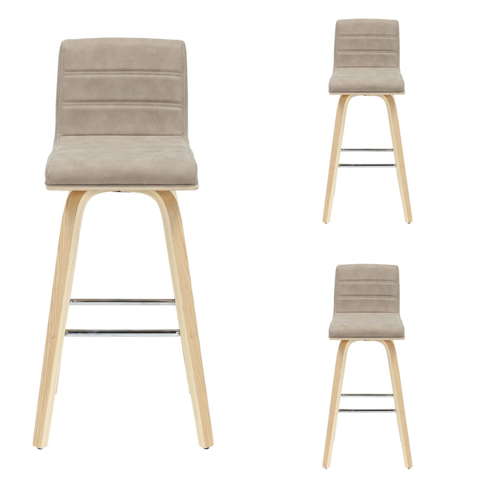 Vienna - 39.5" Swivel Bar Height Square Back Wood Bar Stool With Faux Leather Seat