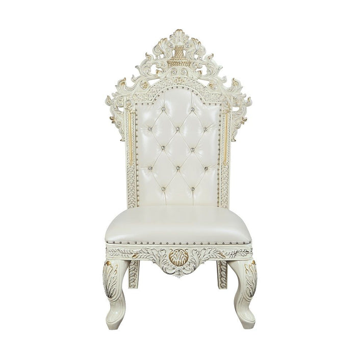 Adara - Side Chair (Set of 2) - Pearl White Synthetic Leather & Antique White