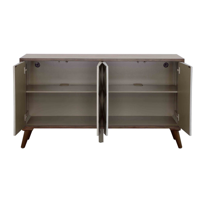 Mt.Rainier - Four Door Credenza - Brown / Silver