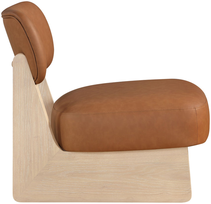 Vetra - Vegan Leather Upholstered Accent Chair With Natural Base